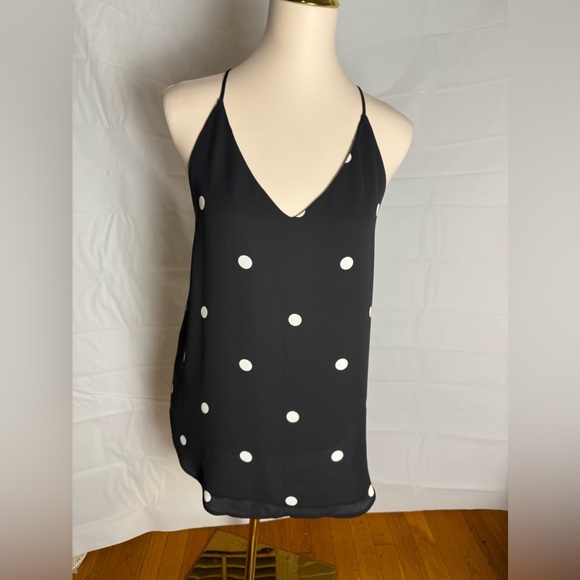 LOFT Black and White Polka Dot Tank Top - Picture 1 of 6